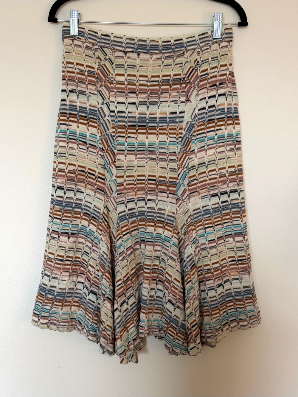 Missoni Multicolor Stripe Midi Skirt Knit Flare IT 44 / US Medium Vintage Y2K